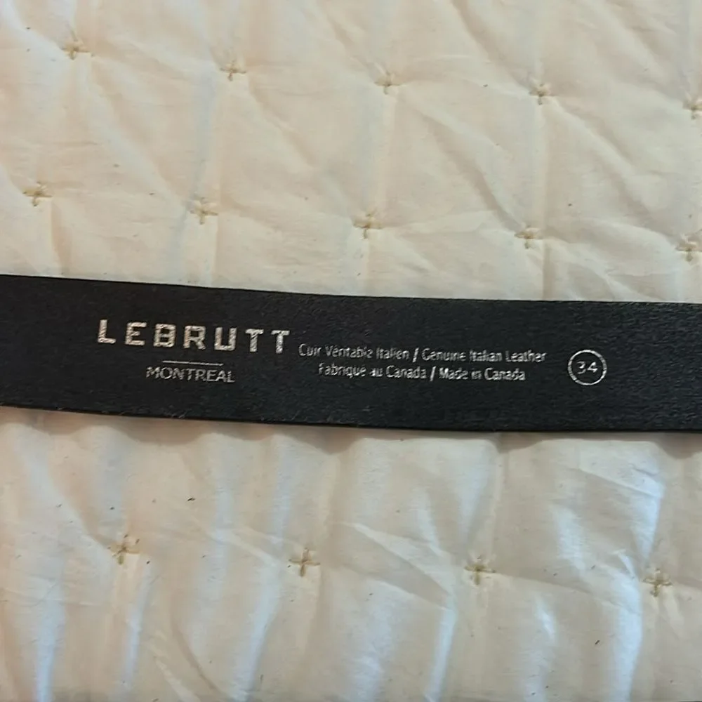 Lebrutt Montreal, genuine, Italian leather belt, size 34 Men's Black